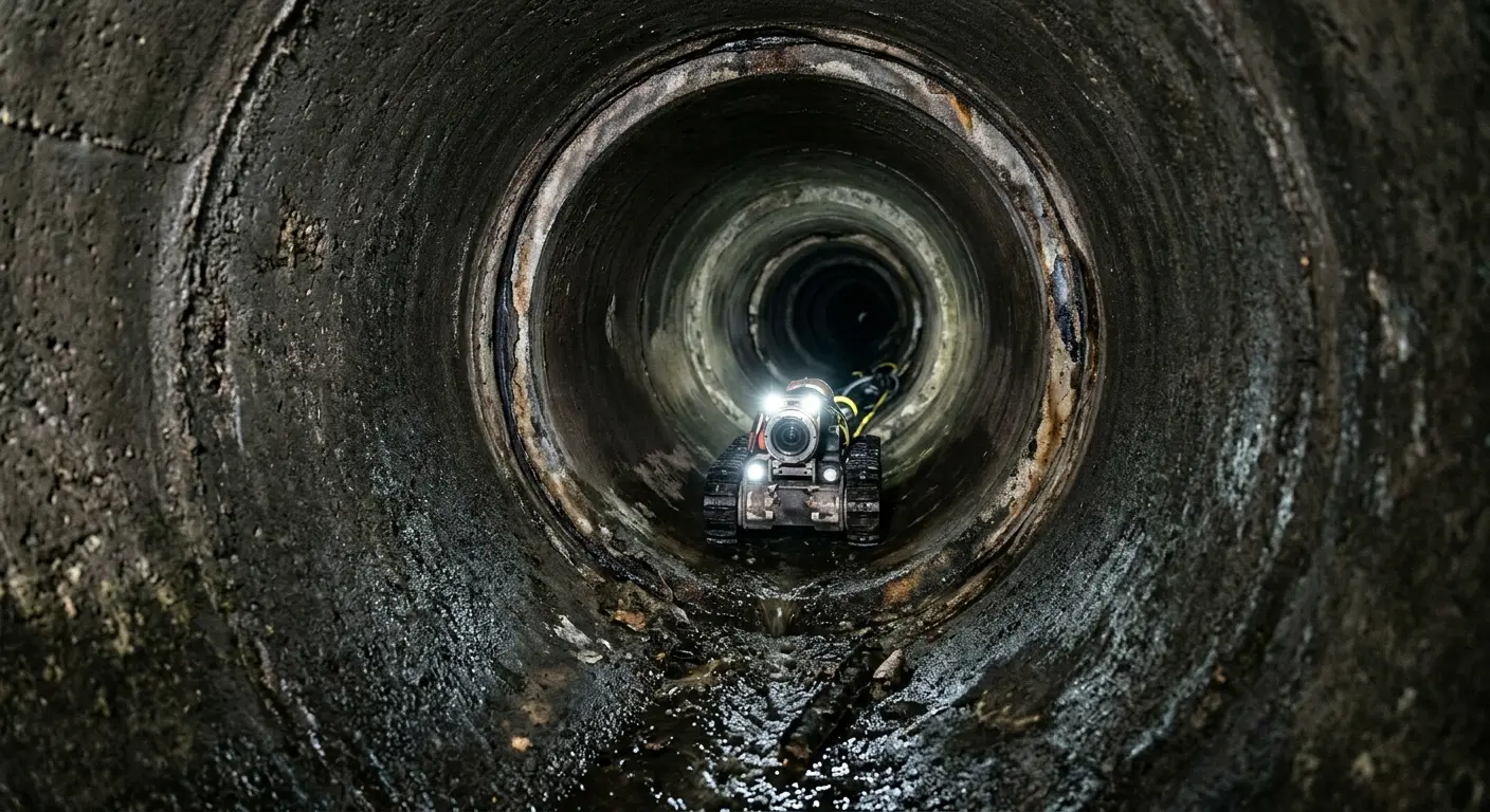 Robotic sewer camera inspecting pipe interior for Sewer Line Repair in Coralville